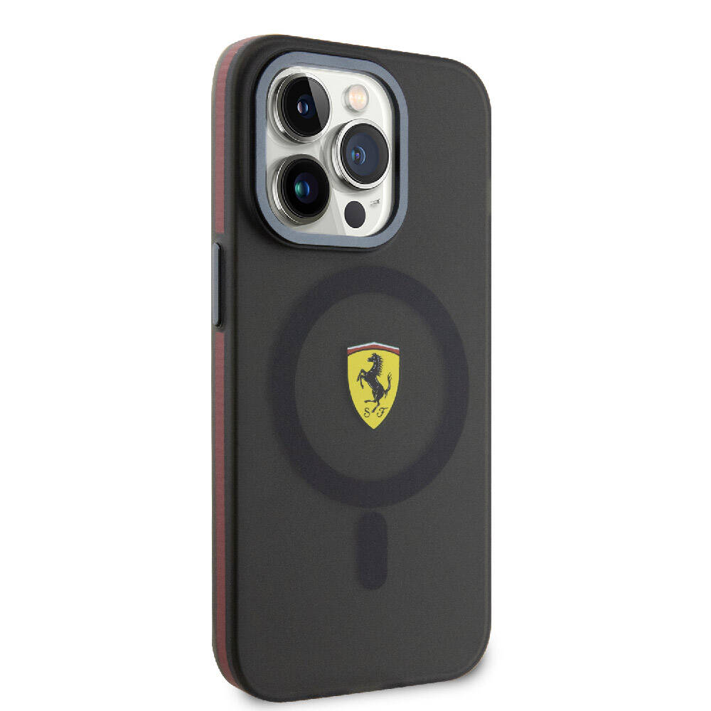 Apple iPhone 15 Pro Kılıf Ferrari Orjinal Lisanslı M-safe Şarj Özellikli Kontrast Bumper Kapak - Görsel 4