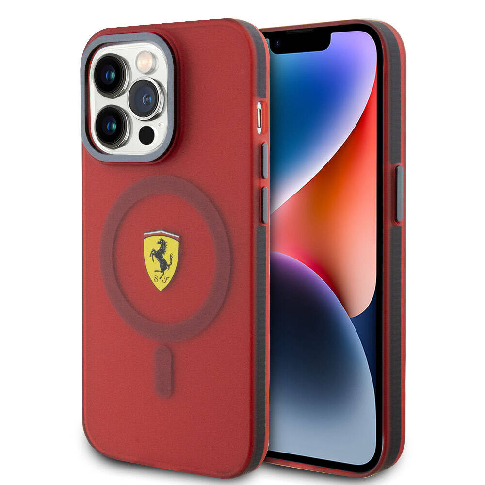 Apple iPhone 15 Pro Kılıf Ferrari Orjinal Lisanslı M-safe Şarj Özellikli Kontrast Bumper Kapak - Görsel 8