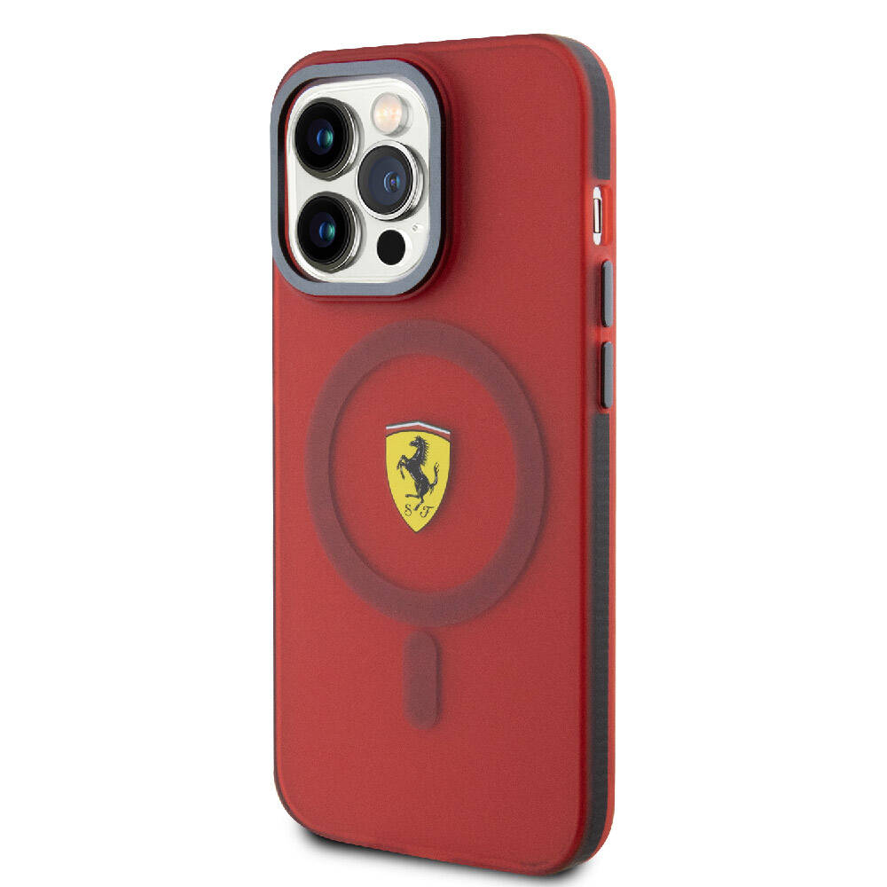 Apple iPhone 15 Pro Kılıf Ferrari Orjinal Lisanslı M-safe Şarj Özellikli Kontrast Bumper Kapak - Görsel 9