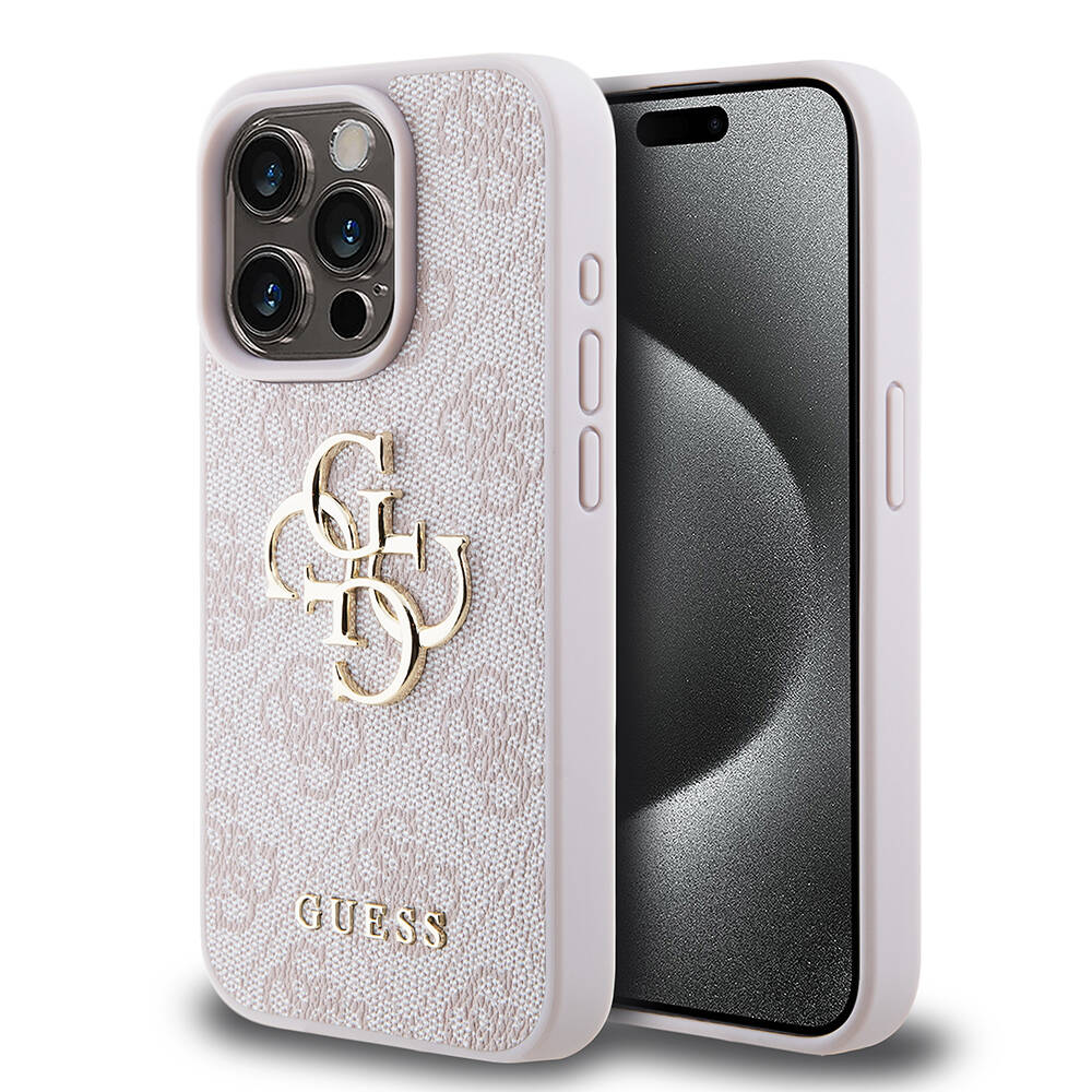 Apple iPhone 15 Pro Kılıf Guess Orjinal Lisanslı PU Deri Yazı ve 4G Metal Logolu Desenli Kapak - Görsel 14