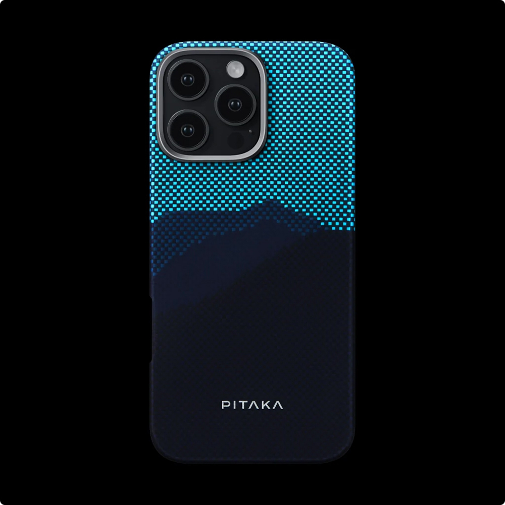 Apple iPhone 15 Pro Kılıf M-safe Şarj Özellikli Lumintex Teknolojili Fosforlu Özellikli Aramid Fiber Pitaka Tactile Woven Starpeak Serisi Over The Horizon Kapak - Görsel 3