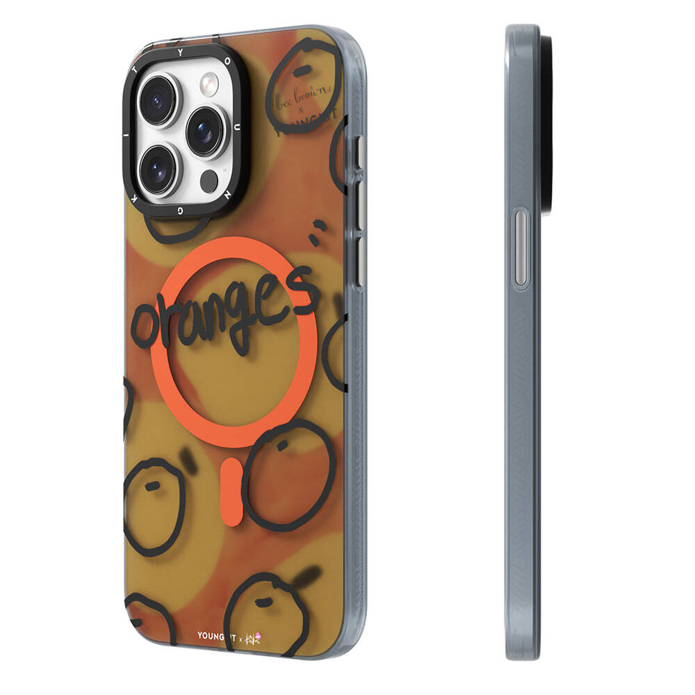 Apple iPhone 15 Pro Kılıf M-safe Şarj Özellikli Bee Brown Tasarımlı Youngkit Funny Serisi Kapak