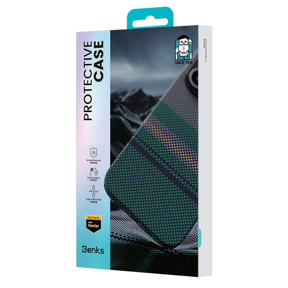 Apple iPhone 15 Pro Kılıf M-safe Şarj Özellikli Karbon Fiber Tasarımlı Benks Aurora ArmorPro Kevlar Kapak - Görsel 12