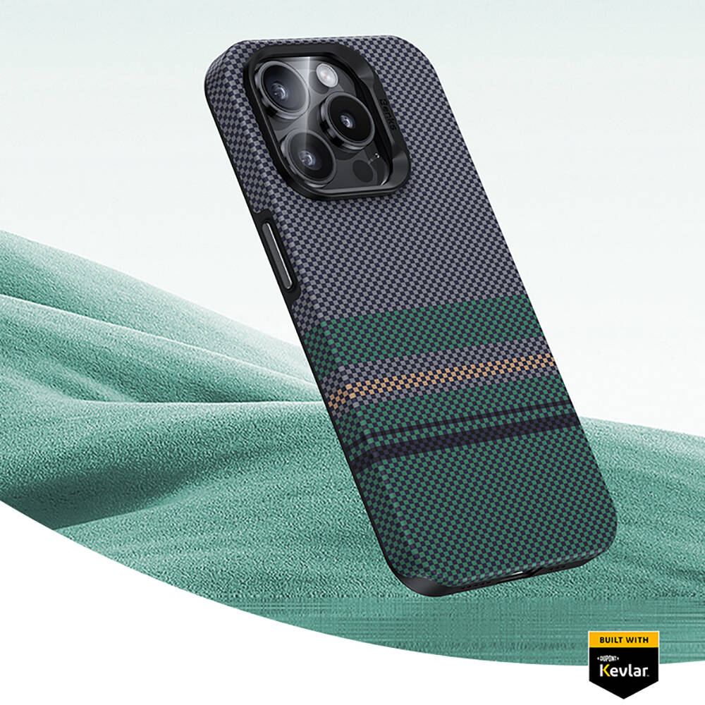 Apple iPhone 15 Pro Kılıf M-safe Şarj Özellikli Karbon Fiber Tasarımlı Benks Aurora ArmorPro Kevlar Kapak - Görsel 13