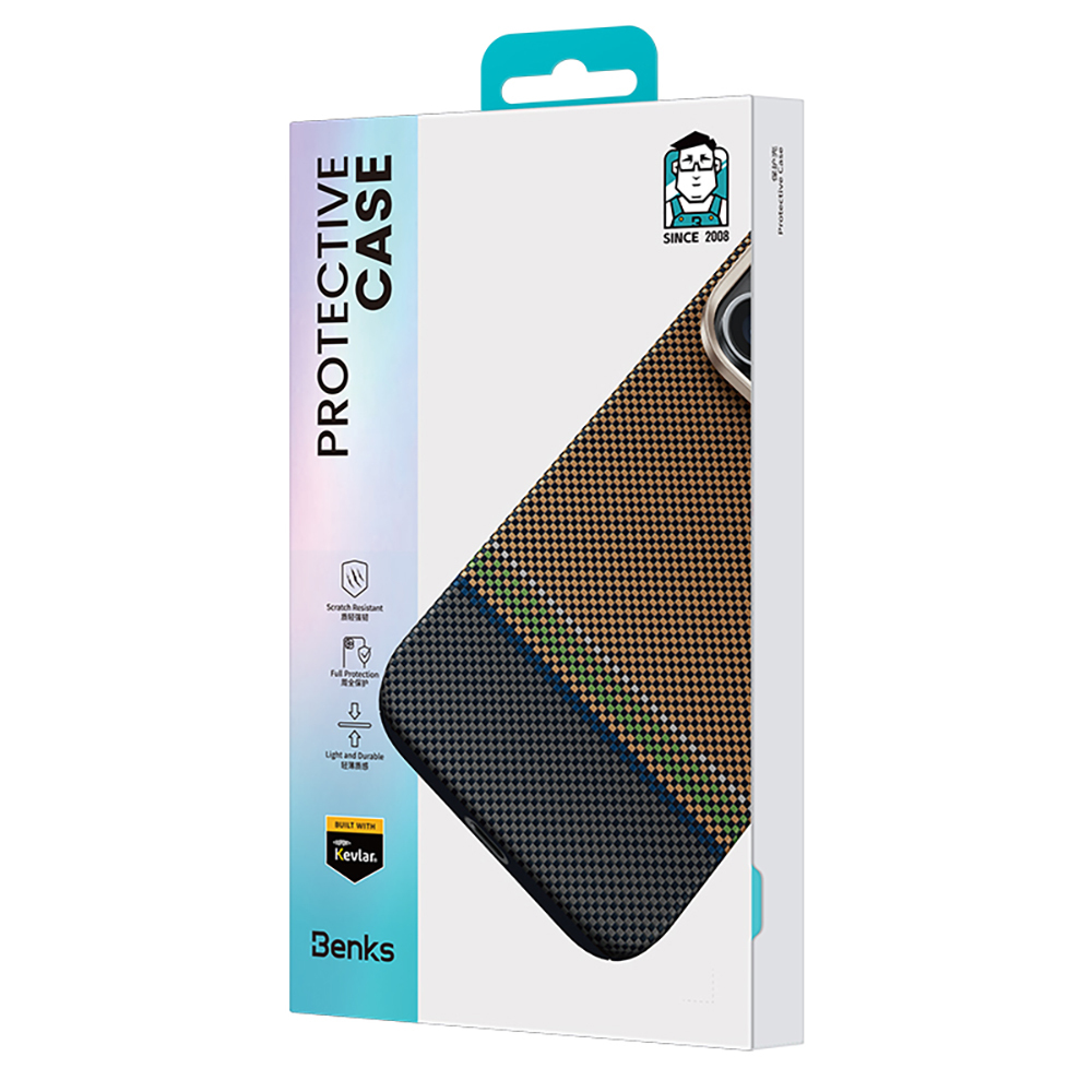 Apple iPhone 15 Pro Kılıf M-safe Şarj Özellikli Karbon Fiber Tasarımlı Benks Prestige ArmorAir Kevlar Kapak - Görsel 8