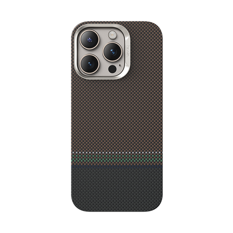 Apple iPhone 15 Pro Kılıf M-safe Şarj Özellikli Karbon Fiber Tasarımlı Benks Prestige ArmorAir Kevlar Kapak