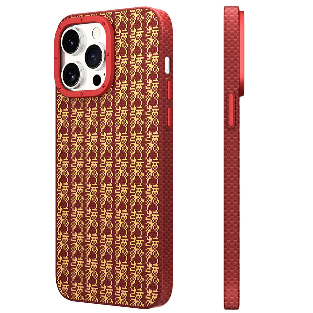 Apple iPhone 15 Pro Kılıf M-safe Şarj Özellikli Kevlar 1500D Youngkit Auspicious Loong Serisi Kapak