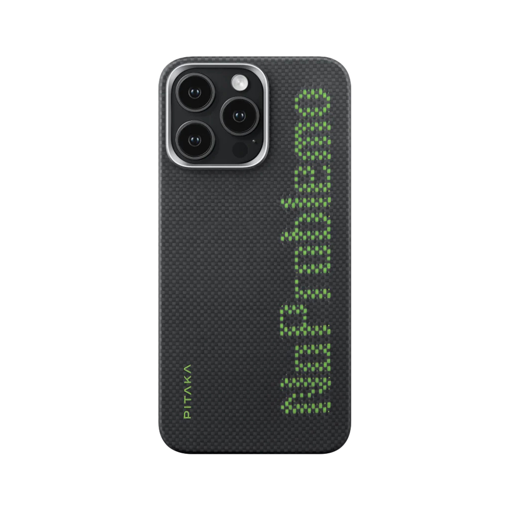Apple iPhone 15 Pro Kılıf M-safe Şarj Özellikli Lumintex Teknolojili Fosforlu Aramid Fiber Pitaka Tactile Woven Aries Serisi Kapak