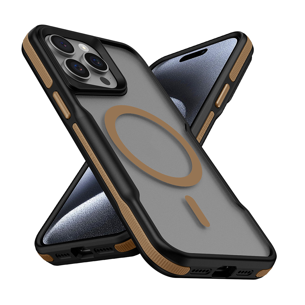 Apple iPhone 15 Pro Kılıf M-safe Şarj Özellikli Renkli Kenar Airbag Şeritli Zore Lamer Kapak