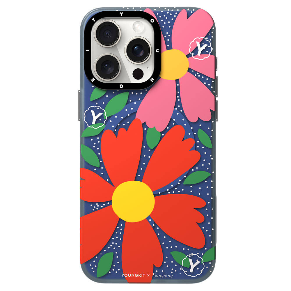 Apple iPhone 15 Pro Kılıf M-safe Şarj Özellikli Sunshine Tasarımlı Youngkit Colorful Serisi Kapak
