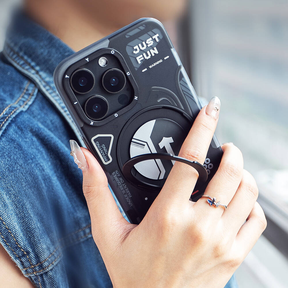 Apple iPhone 15 Pro Kılıf M-safe Şarj Özellikli Youngkit 360° Standlı Starship Serisi Kapak - Görsel 11