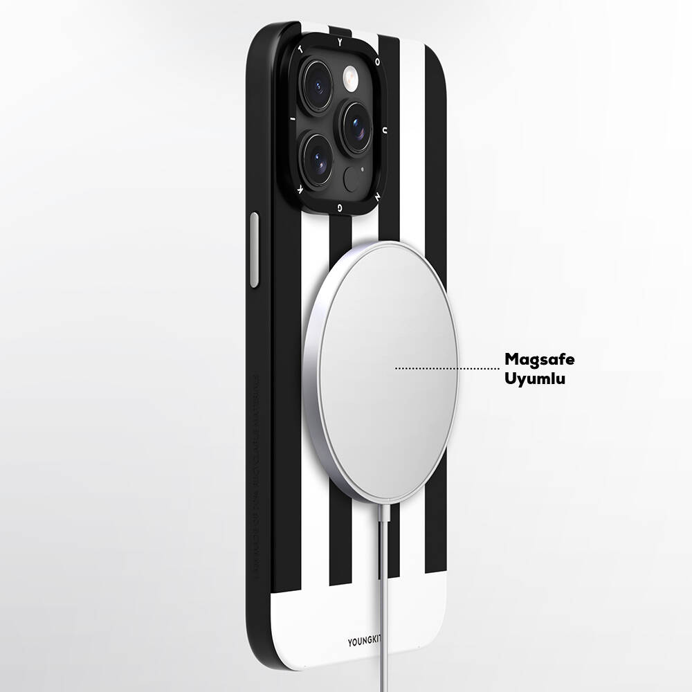 Apple iPhone 15 Pro Kılıf M-safe Şarj Özellikli Youngkit Striped Piano Keys Serisi Kapak - Görsel 10