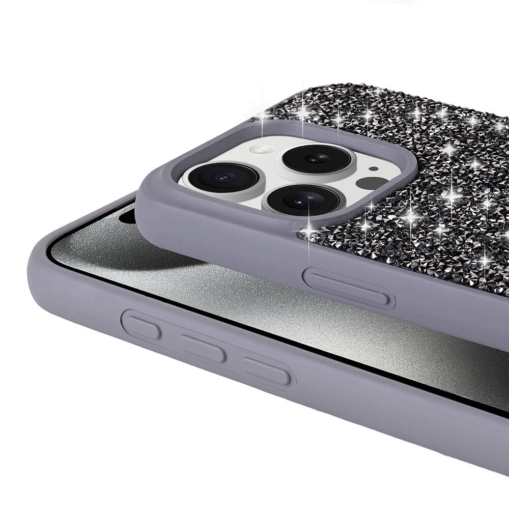 Apple iPhone 15 Pro Kılıf Parlak Taşlı Tasarım Zore Pırlanta Kapak - Görsel 12