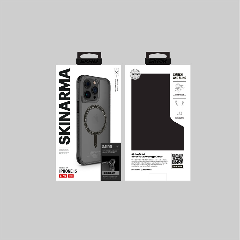 Apple iPhone 15 Pro Kılıf SkinArma Şeffaf Airbag Tasarımlı M-safe Şarj Özellikli Saido Kapak