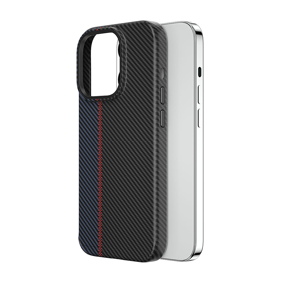Apple iPhone 15 Pro Kılıf Wiwu LCC-107 Karbon Fiber M-safe Şarj Özellikli Kamera Korumalı Kabon Kapak - Görsel 4