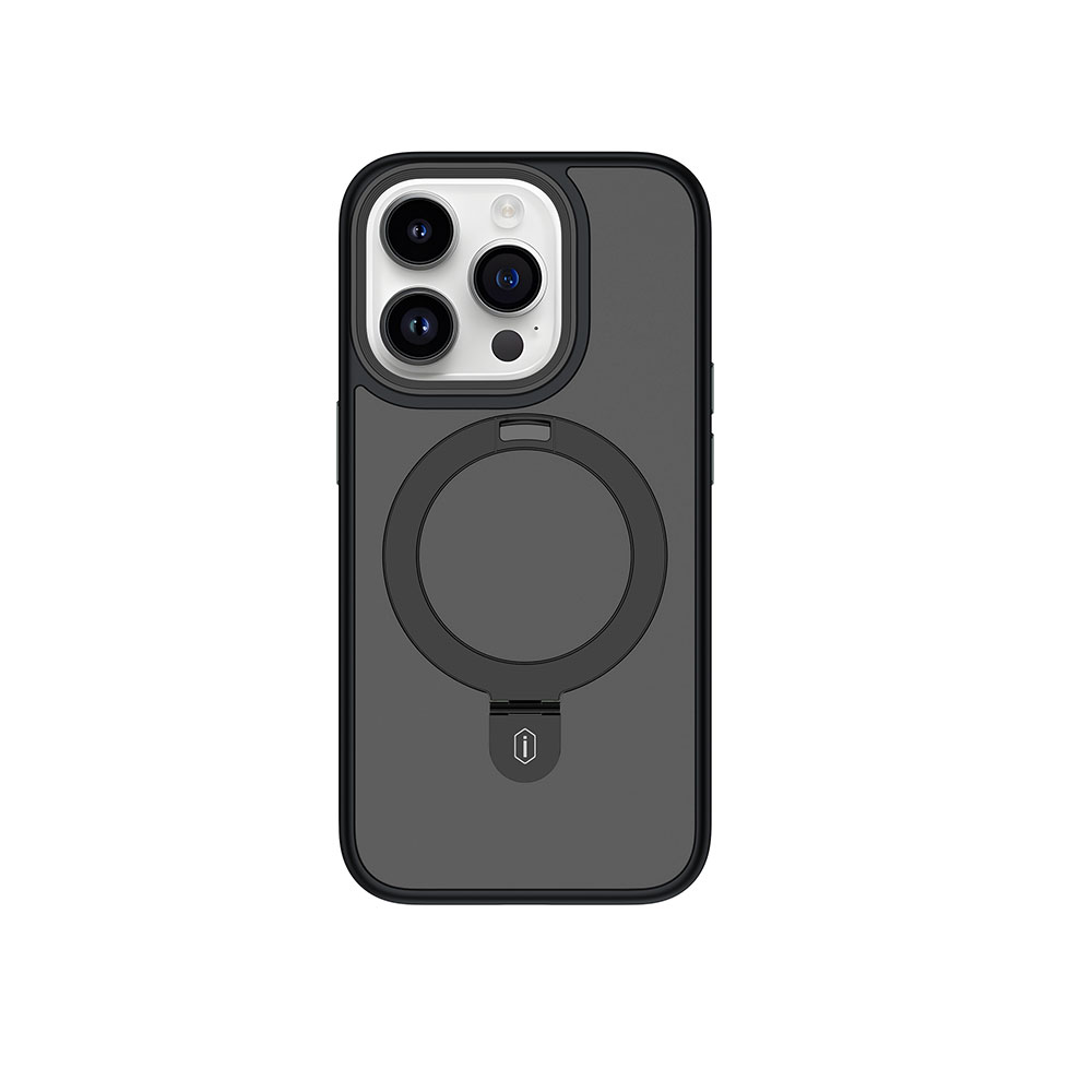 Apple iPhone 15 Pro Kılıf Wiwu ZMM-010 M-safe Şarj Özellikli Mat Arka Yüzey Standlı Kapak