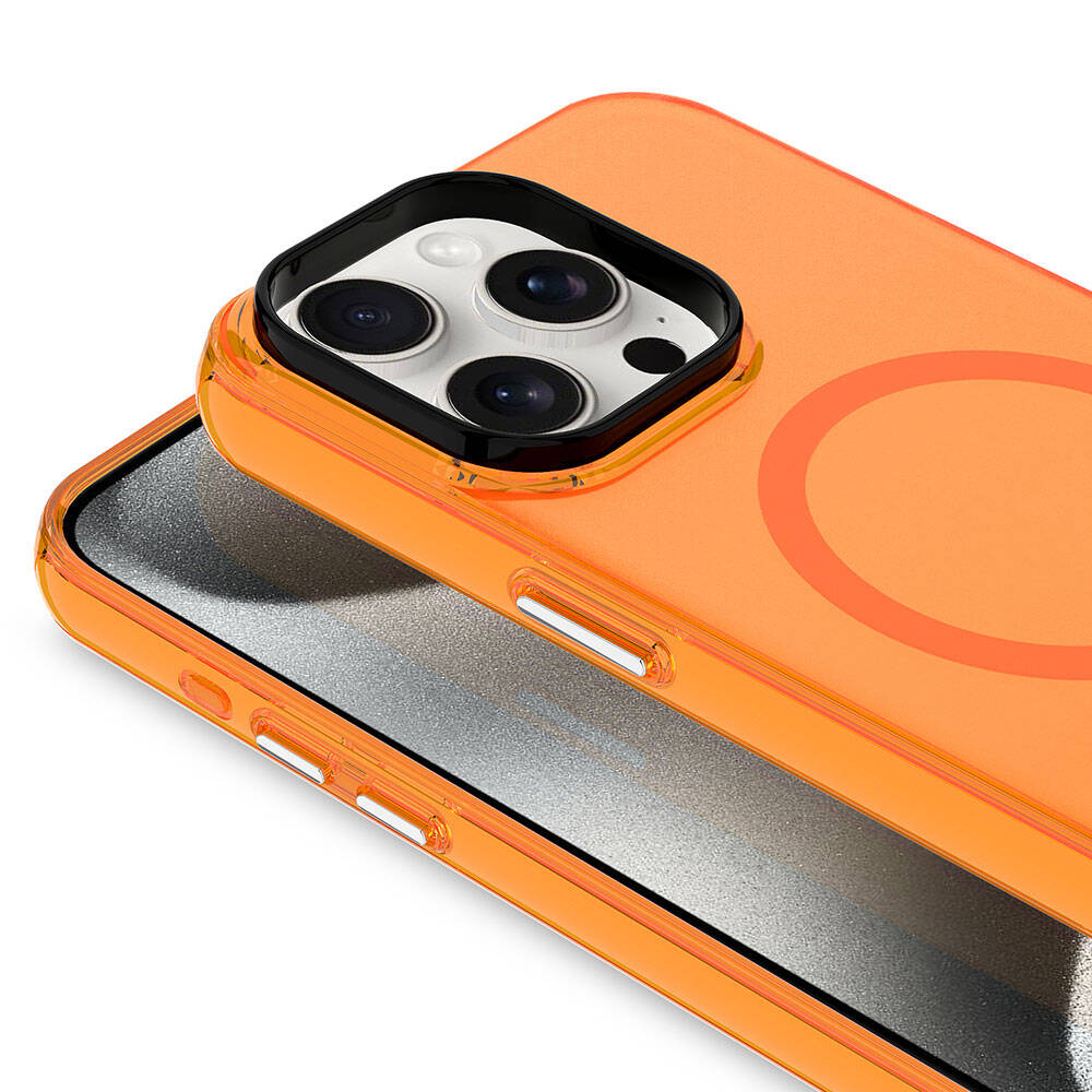 Apple iPhone 15 Pro Kılıf Zore M-safe Şarj Özellikli Buzlu Transparan C-Pro Sert Kapak