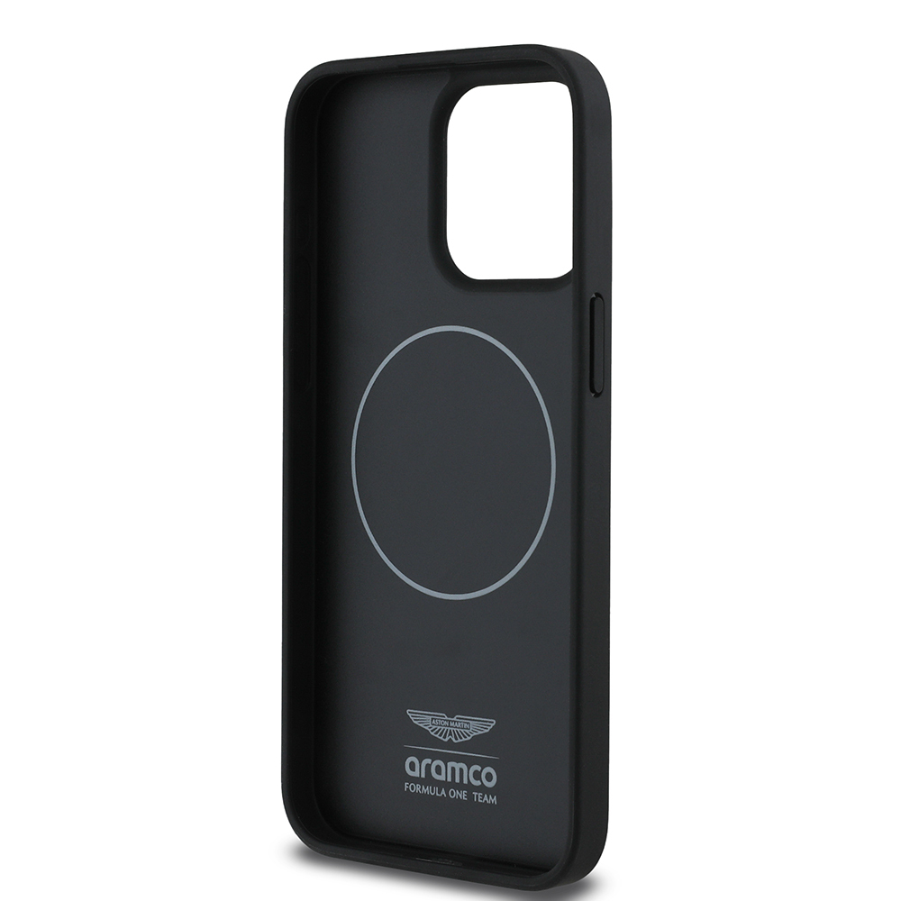 Apple iPhone 15 Pro Max Kılıf Aston Martin Orjinal Lisanslı M-safe Şarj Özellikli PU Deri Alonso 14 Baskılı Kapak - Görsel 5