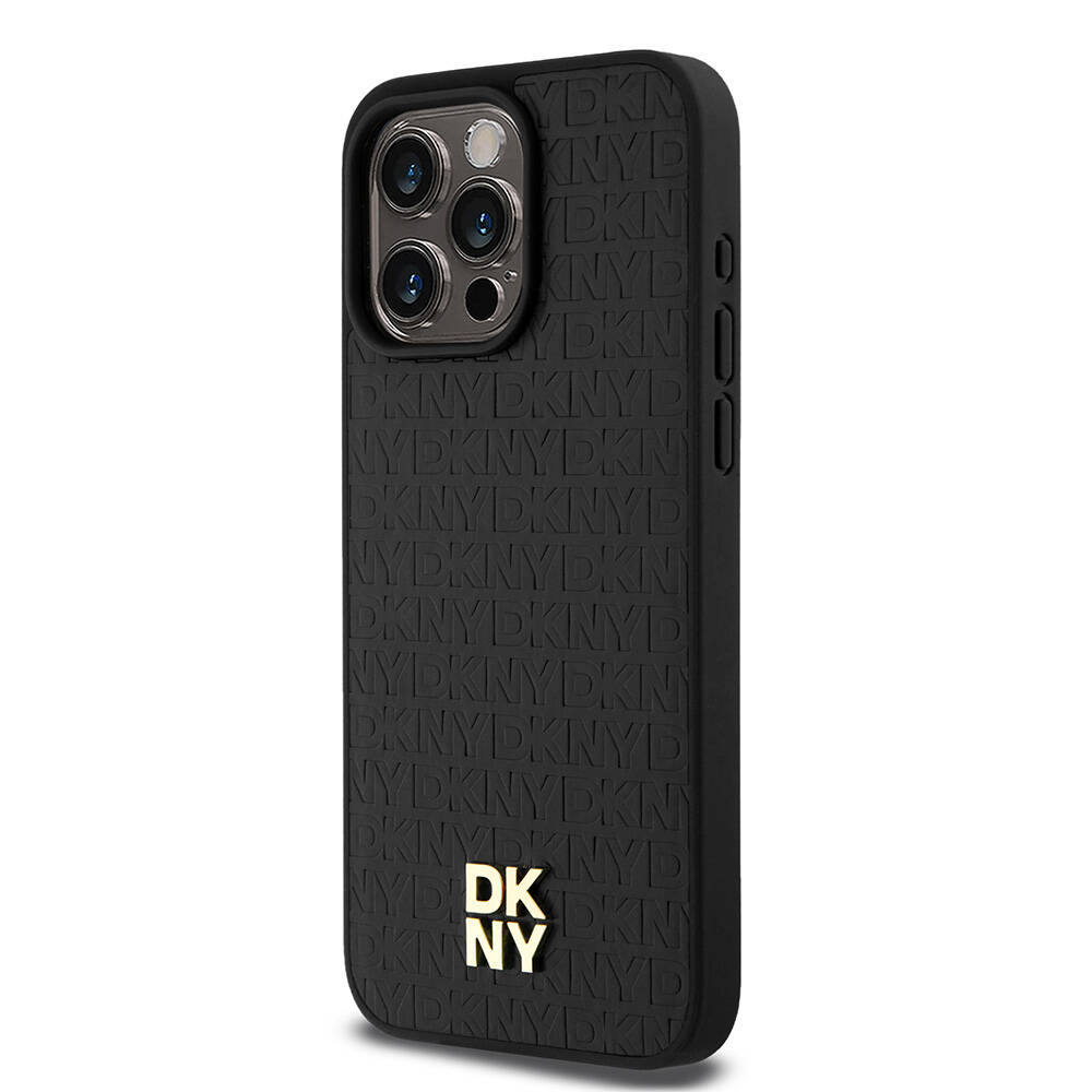 Apple iPhone 15 Pro Max Kılıf DKNY Orjinal Lisanslı M-safe Şarj Özellikli 3D Yazılı Repeat Pattern Kapak