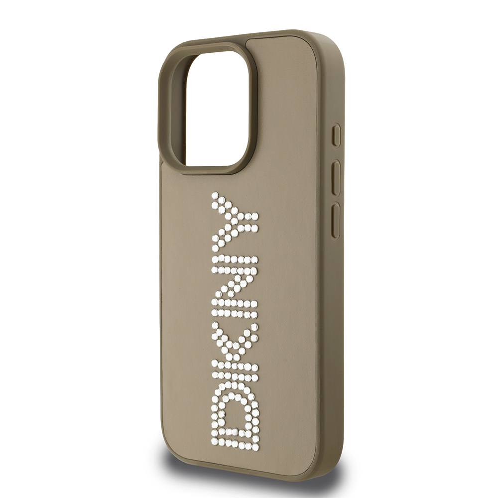 Apple iPhone 15 Pro Max Kılıf DKNY Orjinal Lisanslı Taşlı DKNY Yazılı Metalik Rhinestones PU Deri Kapak - Görsel 13