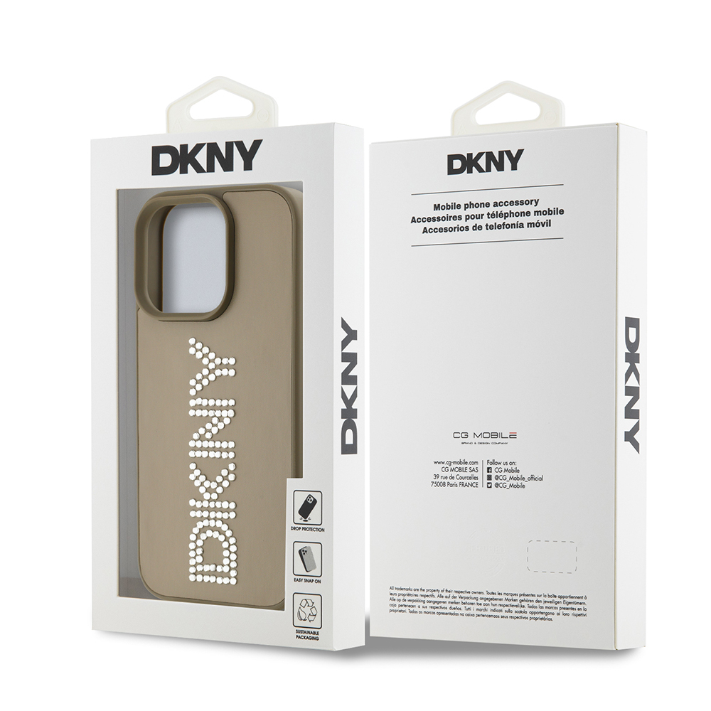 Apple iPhone 15 Pro Max Kılıf DKNY Orjinal Lisanslı Taşlı DKNY Yazılı Metalik Rhinestones PU Deri Kapak - Görsel 15