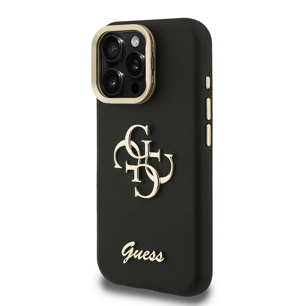 Apple iPhone 15 Pro Max Kılıf Guess Orjinal Lisanslı Grained Yazı Logolu Kamera Standlı Kapak - Görsel 9