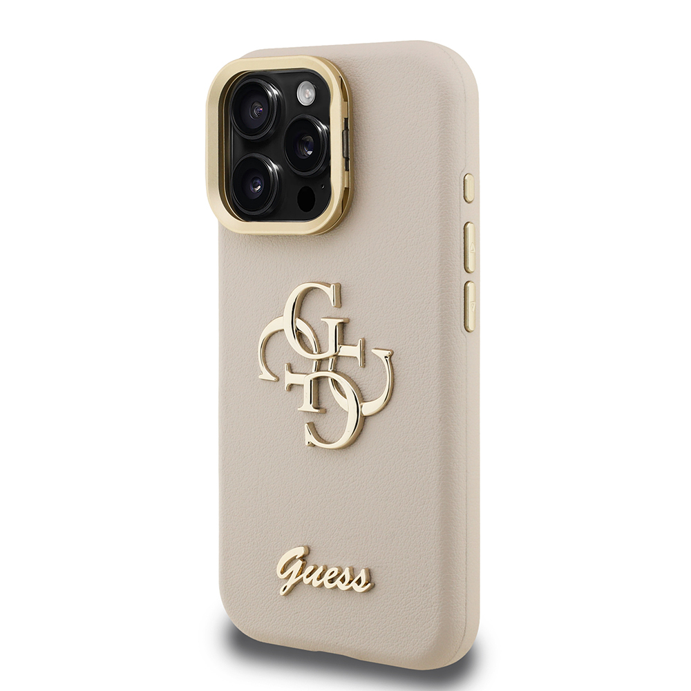 Apple iPhone 15 Pro Max Kılıf Guess Orjinal Lisanslı Grained Yazı Logolu Kamera Standlı Kapak - Görsel 16