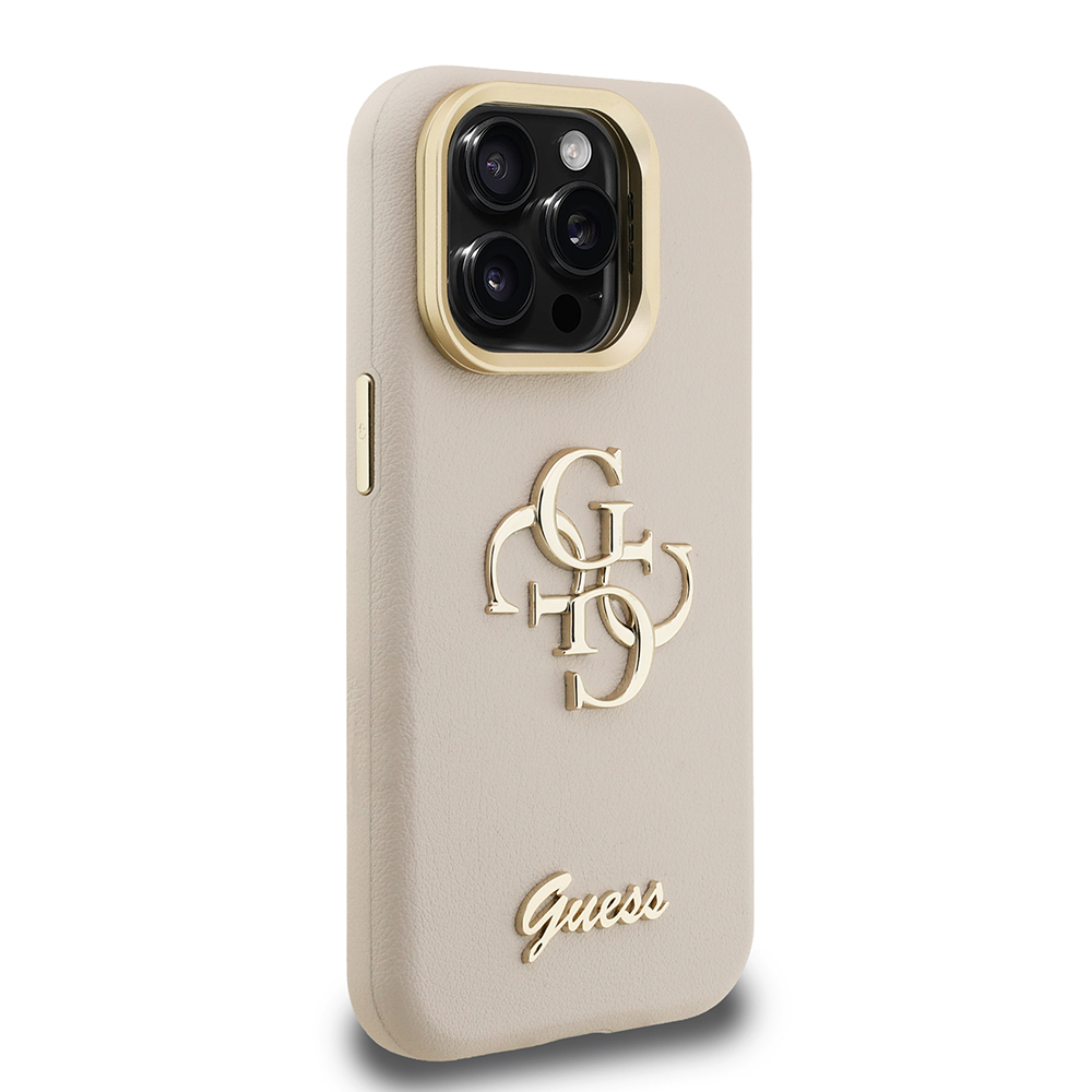 Apple iPhone 15 Pro Max Kılıf Guess Orjinal Lisanslı Grained Yazı Logolu Kamera Standlı Kapak - Görsel 18