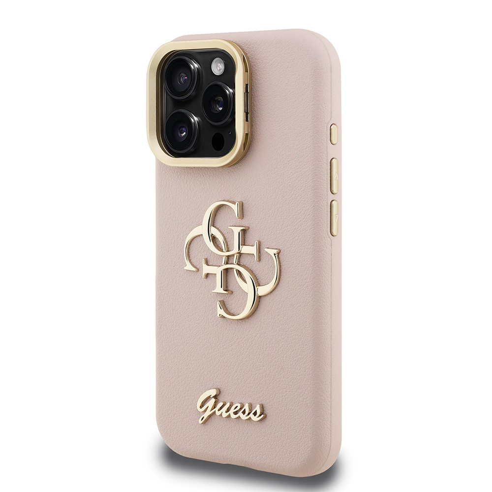 Apple iPhone 15 Pro Max Kılıf Guess Orjinal Lisanslı Grained Yazı Logolu Kamera Standlı Kapak - Görsel 23