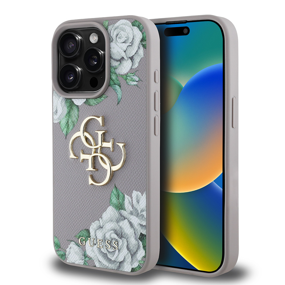 Apple iPhone 15 Pro Max Kılıf Guess Orjinal Lisanslı Gül Baskılı Büyük Metal Logo Dizaynlı Kapak - Görsel 2