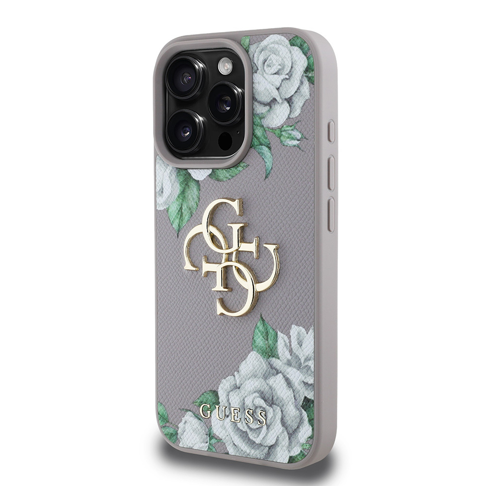 Apple iPhone 15 Pro Max Kılıf Guess Orjinal Lisanslı Gül Baskılı Büyük Metal Logo Dizaynlı Kapak - Görsel 3