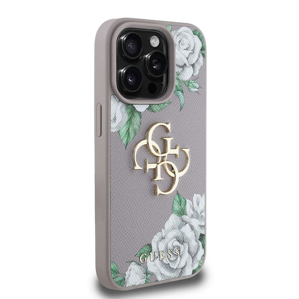 Apple iPhone 15 Pro Max Kılıf Guess Orjinal Lisanslı Gül Baskılı Büyük Metal Logo Dizaynlı Kapak - Görsel 4