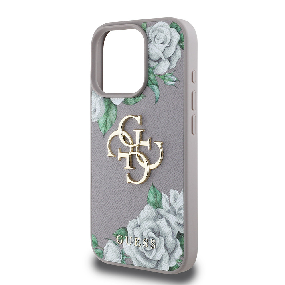 Apple iPhone 15 Pro Max Kılıf Guess Orjinal Lisanslı Gül Baskılı Büyük Metal Logo Dizaynlı Kapak - Görsel 6