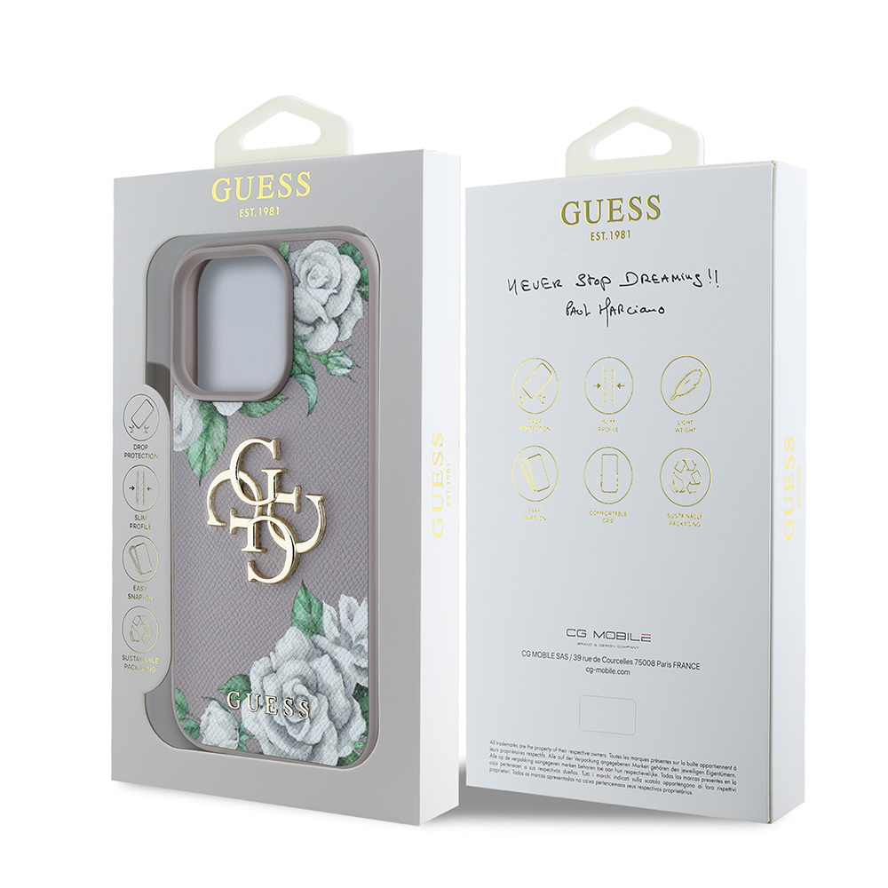 Apple iPhone 15 Pro Max Kılıf Guess Orjinal Lisanslı Gül Baskılı Büyük Metal Logo Dizaynlı Kapak - Görsel 8