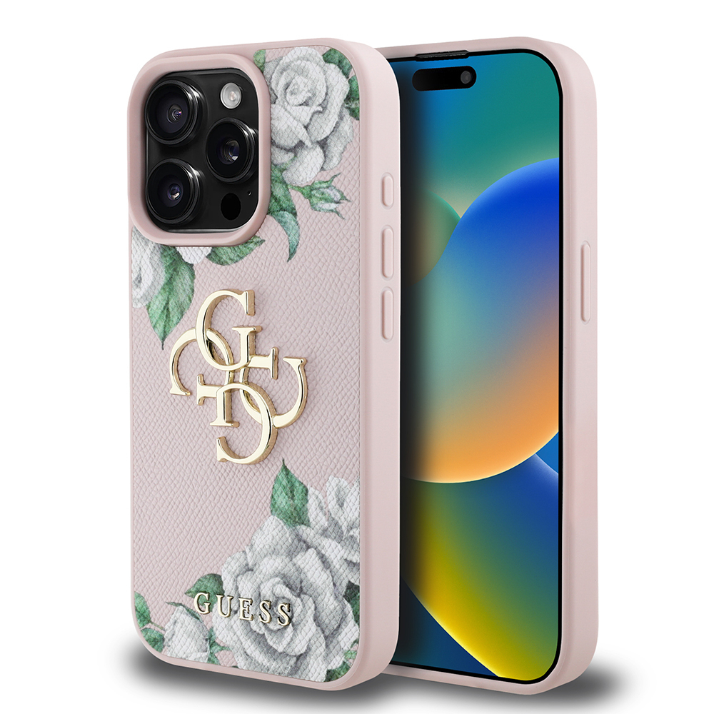 Apple iPhone 15 Pro Max Kılıf Guess Orjinal Lisanslı Gül Baskılı Büyük Metal Logo Dizaynlı Kapak - Görsel 9