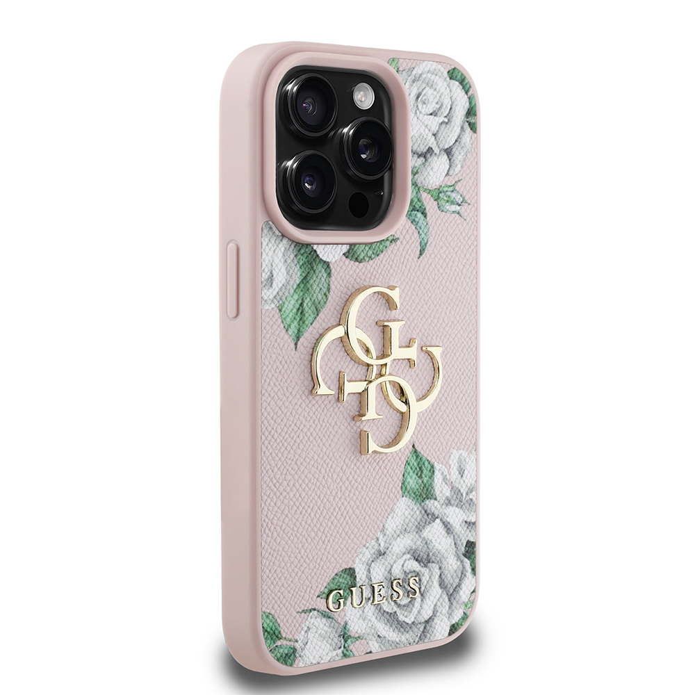 Apple iPhone 15 Pro Max Kılıf Guess Orjinal Lisanslı Gül Baskılı Büyük Metal Logo Dizaynlı Kapak - Görsel 11