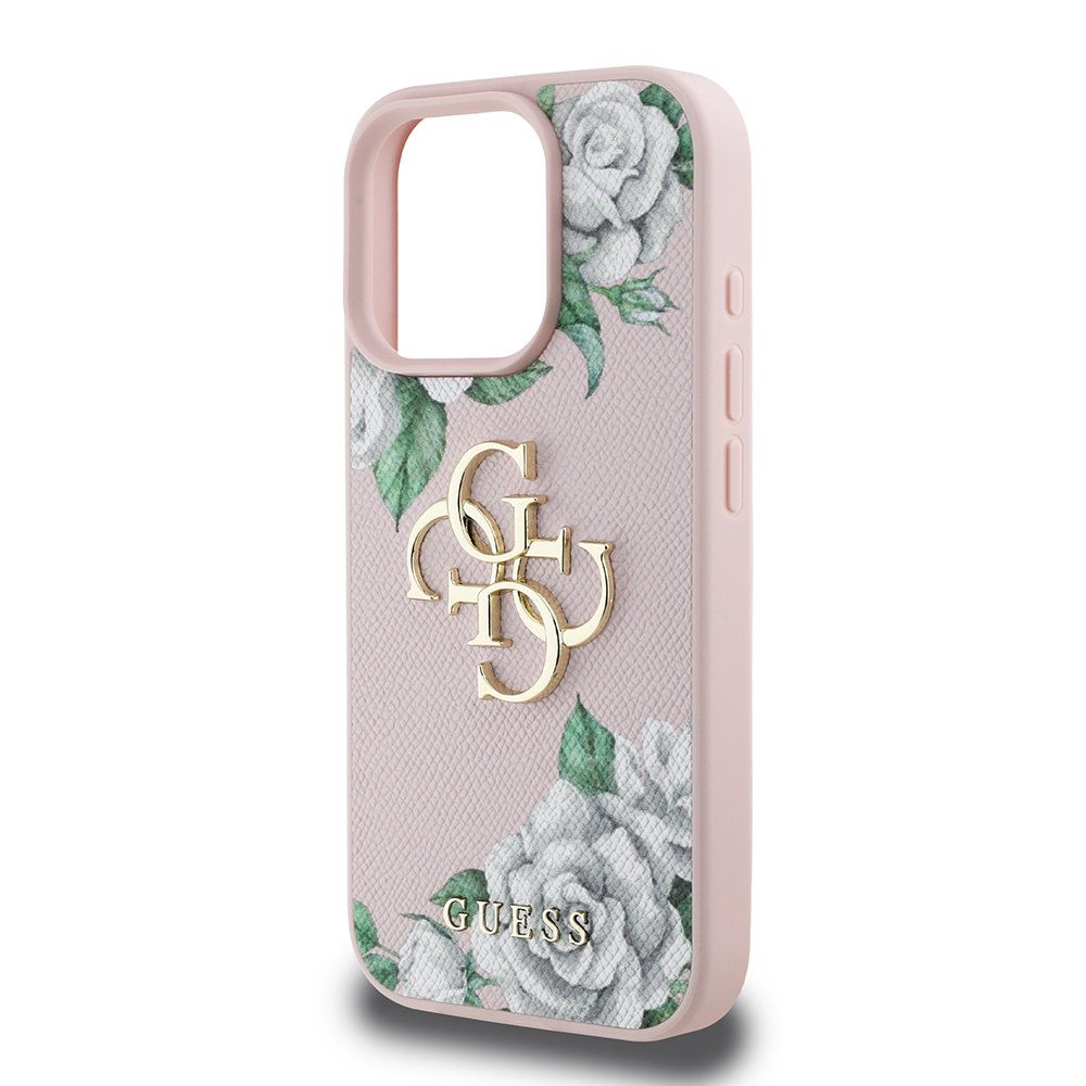 Apple iPhone 15 Pro Max Kılıf Guess Orjinal Lisanslı Gül Baskılı Büyük Metal Logo Dizaynlı Kapak - Görsel 13