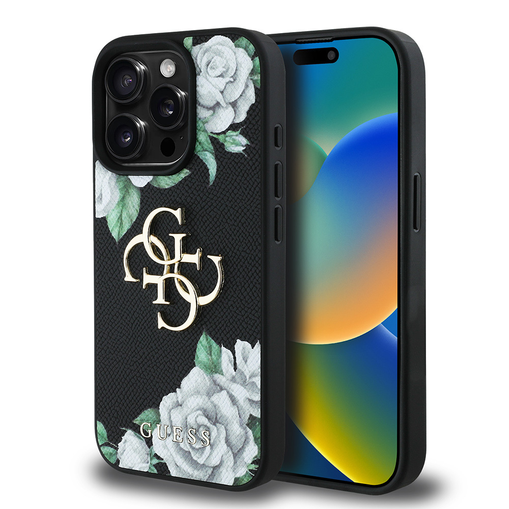 Apple iPhone 15 Pro Max Kılıf Guess Orjinal Lisanslı Gül Baskılı Büyük Metal Logo Dizaynlı Kapak - Görsel 16
