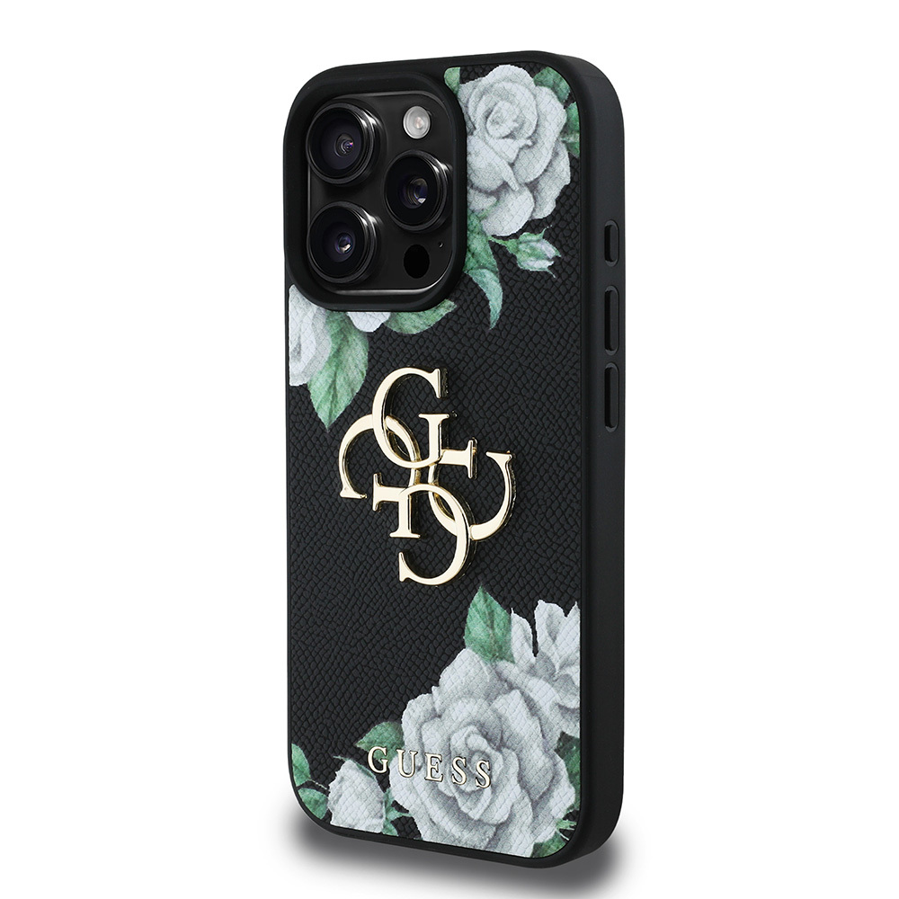Apple iPhone 15 Pro Max Kılıf Guess Orjinal Lisanslı Gül Baskılı Büyük Metal Logo Dizaynlı Kapak - Görsel 17