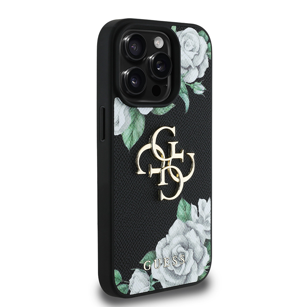 Apple iPhone 15 Pro Max Kılıf Guess Orjinal Lisanslı Gül Baskılı Büyük Metal Logo Dizaynlı Kapak - Görsel 18