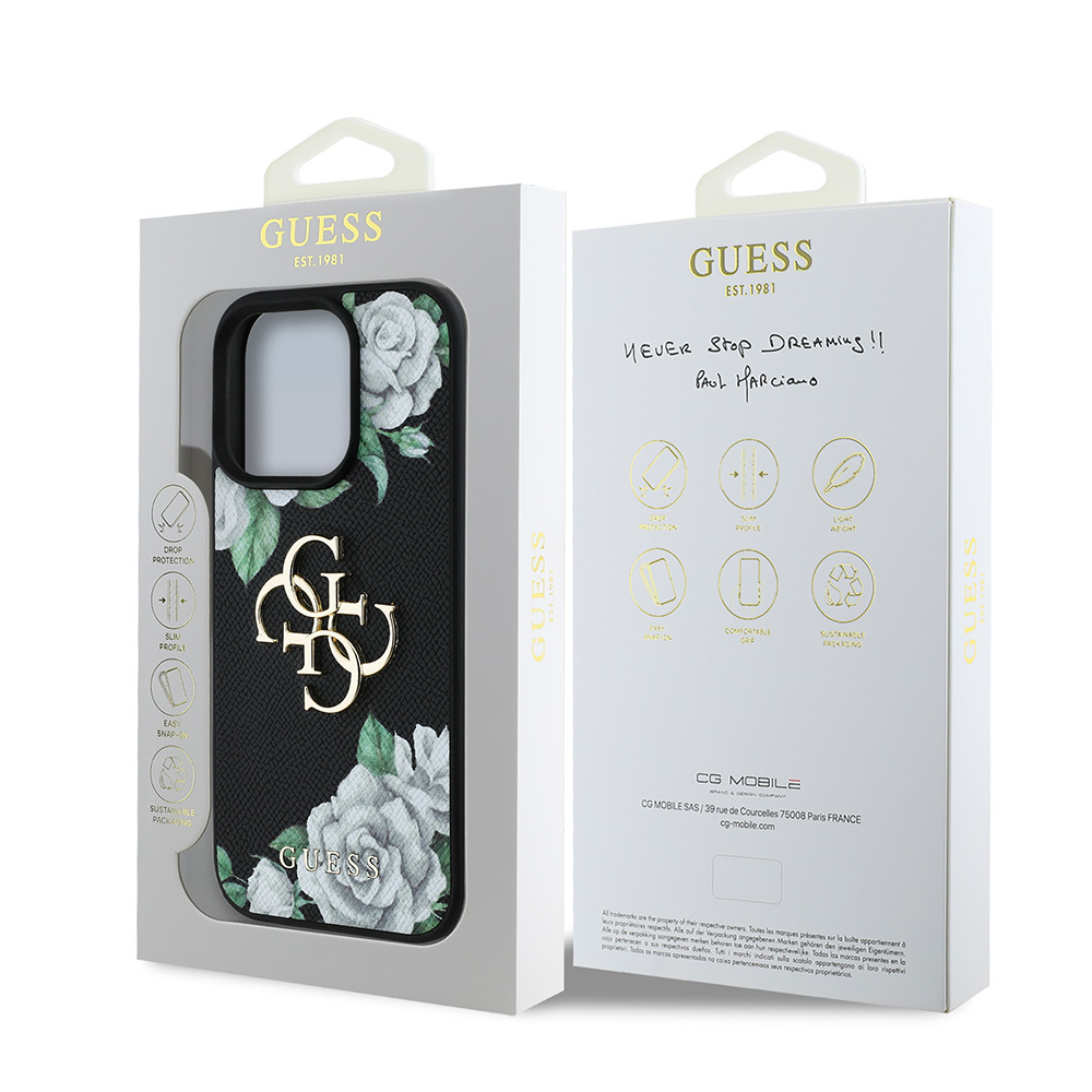 Apple iPhone 15 Pro Max Kılıf Guess Orjinal Lisanslı Gül Baskılı Büyük Metal Logo Dizaynlı Kapak - Görsel 22