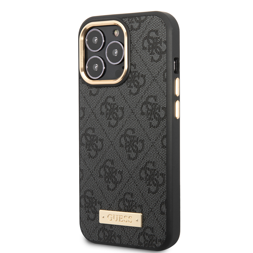 Apple iPhone 15 Pro Max Kılıf Guess Orjinal Lisanslı M-safe Şarj Özellikli 4G Desenli PU Metal Plaka Klasik Logolu Kapak - Görsel 2