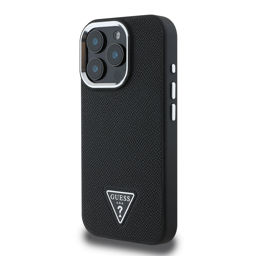 Apple iPhone 15 Pro Max Kılıf Guess Orjinal Lisanslı M-safe Şarj Özellikli Grained Triangle Kapak
