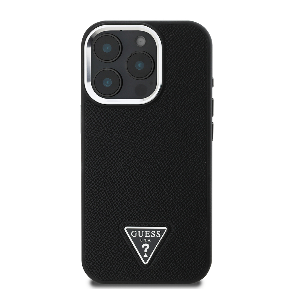 Apple iPhone 15 Pro Max Kılıf Guess Orjinal Lisanslı M-safe Şarj Özellikli Grained Triangle Kapak