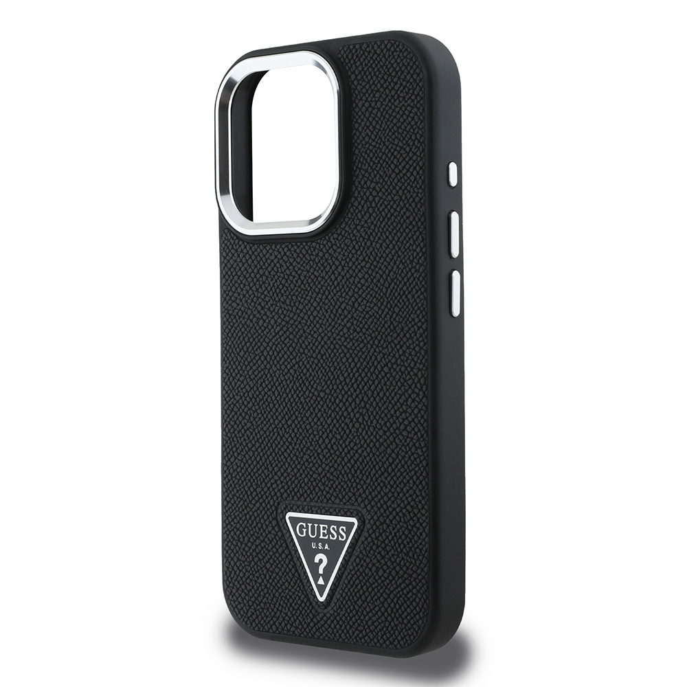 Apple iPhone 15 Pro Max Kılıf Guess Orjinal Lisanslı M-safe Şarj Özellikli Grained Triangle Kapak