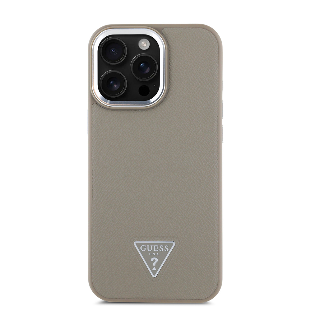 Apple iPhone 15 Pro Max Kılıf Guess Orjinal Lisanslı M-safe Şarj Özellikli Grained Triangle Kapak
