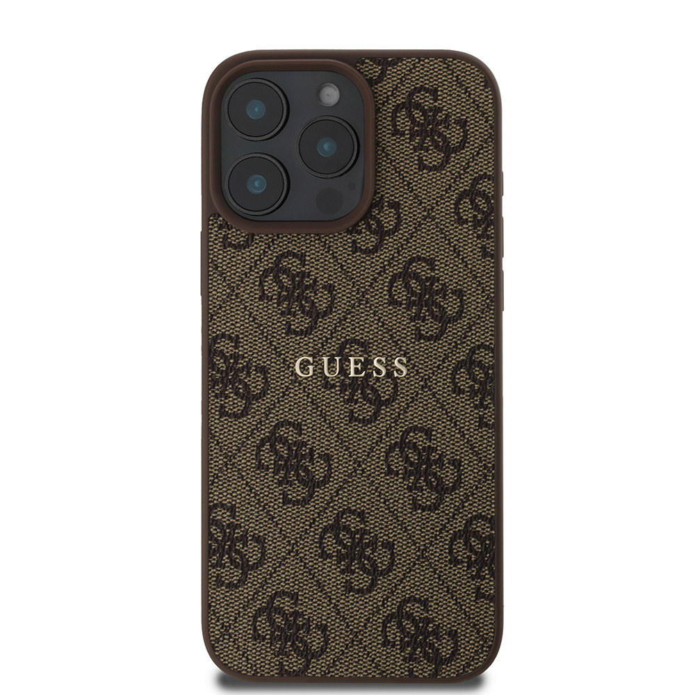 Apple iPhone 15 Pro Max Kılıf Guess Orjinal Lisanslı M-safe Şarj Özellikli 4G Desen Yazı Logolu Kapak