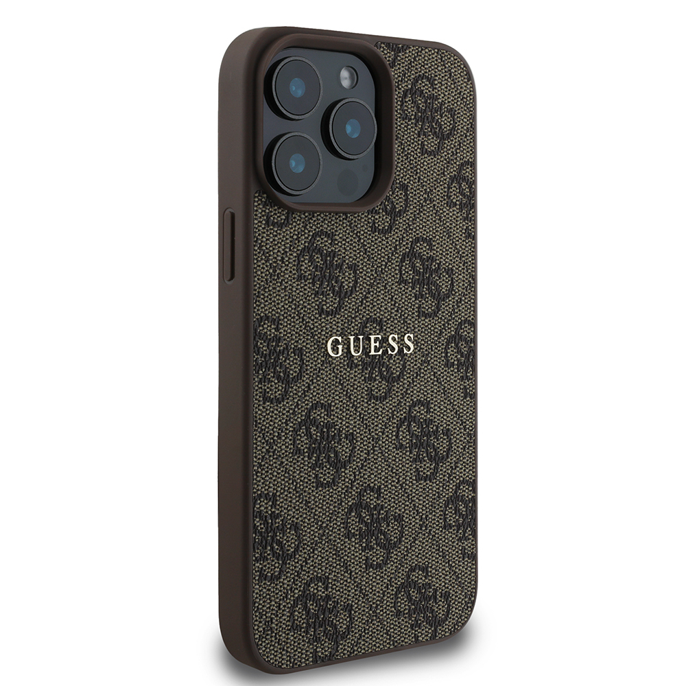 Apple iPhone 15 Pro Max Kılıf Guess Orjinal Lisanslı M-safe Şarj Özellikli 4G Desen Yazı Logolu Kapak
