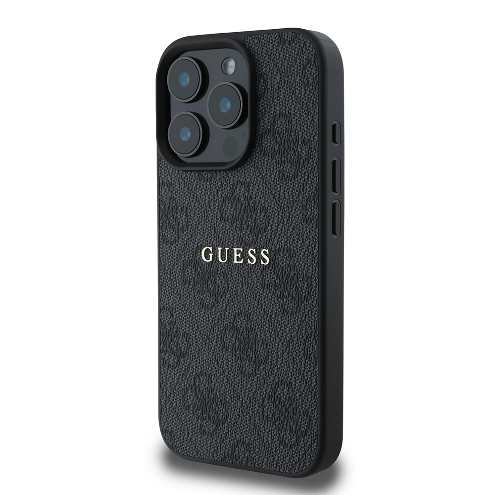 Apple iPhone 15 Pro Max Kılıf Guess Orjinal Lisanslı M-safe Şarj Özellikli 4G Desen Yazı Logolu Kapak