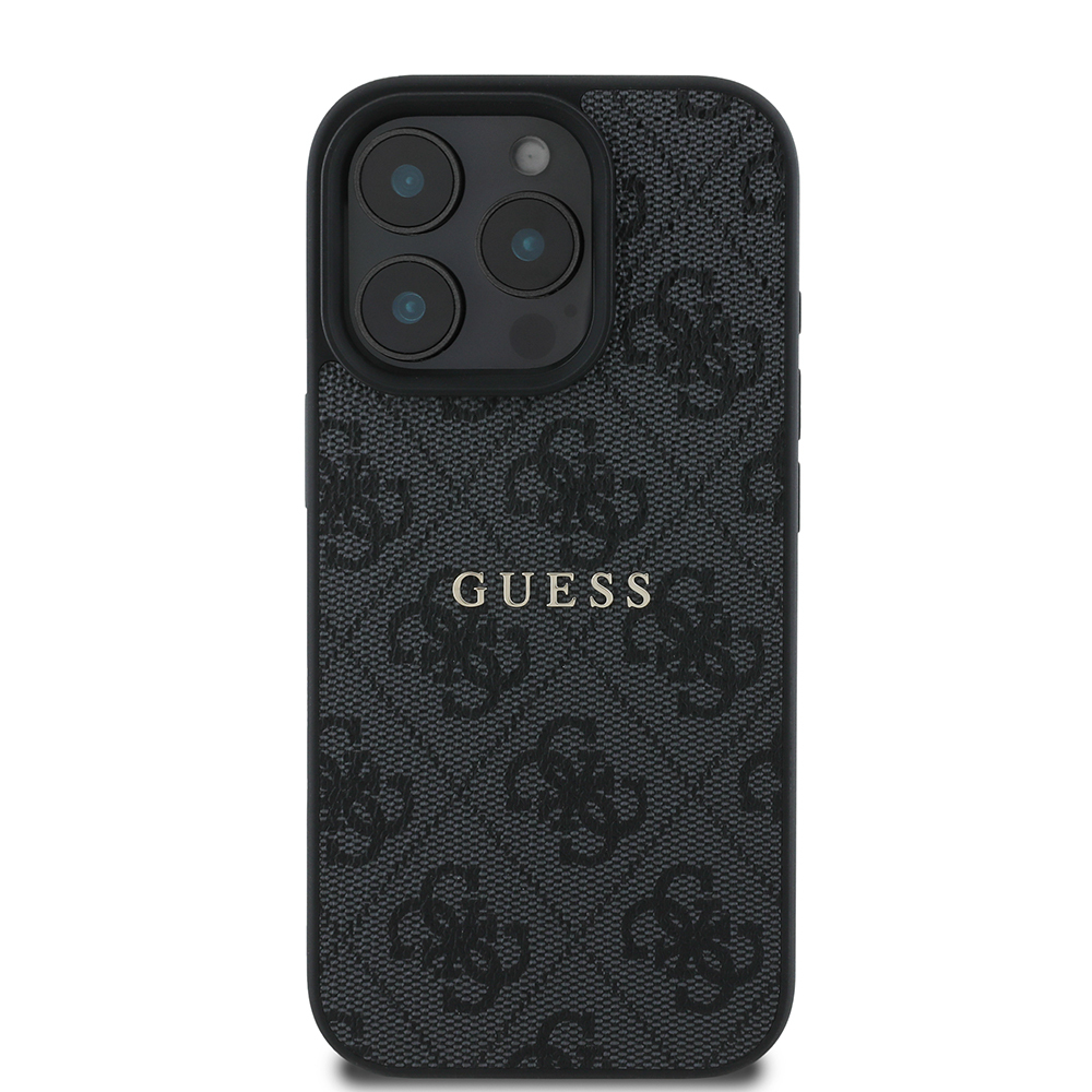 Apple iPhone 15 Pro Max Kılıf Guess Orjinal Lisanslı M-safe Şarj Özellikli 4G Desen Yazı Logolu Kapak